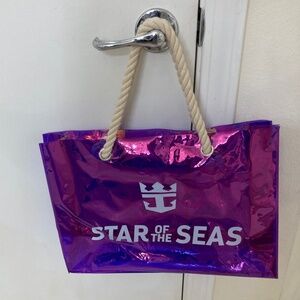 Royal Caribbean Star of the Seas Purple Iridescent Tote Beach Bag Rope Handle